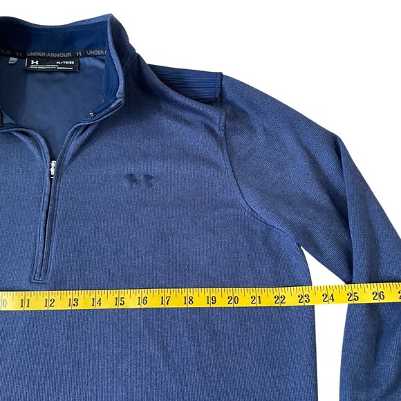 Under Armour Mens Blue 1/4 Zip Pullover Sweatshirt XL Loose Fit ColdGear Fitness - Picture 3 of 5